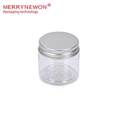 60ml 4748mm cosmetic round plastic canned food pet tin pail pet jar aluminium cap with aluminium cap