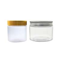 Cosmetic Container  25g 30g 40 50g 60 80 100g 200 300g plastic pet jar with bamboo wood plastic aluminum lid