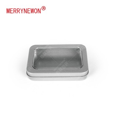 Custom gift printed metal square tin candy box square tin with clear lid  window