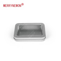 Custom gift printed metal square tin candy box square tin with clear lid  window