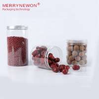 Different Capacity Food Grade Dried Fruit Candy Oatmeals Spice Transparent PET Plastic Jar Storage Container With Lid