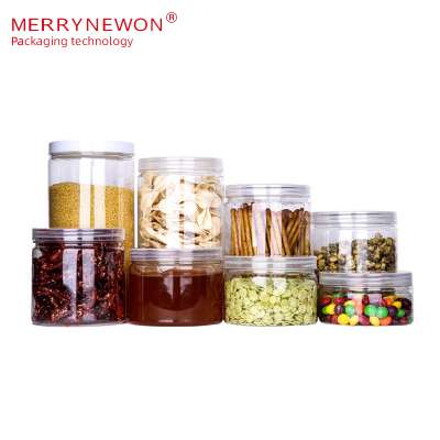 Factory Direct Sale Large Sizes 1L Food Grade Sealed Empty Clear Cookies Protein Powder PET Plastic Honey Jar Container With Lid