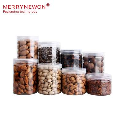 200ml-600ml Round Empty Transparent Clear Food Storage Container Tin Packaging Luxury Plastic Spice Jars PET With Lids