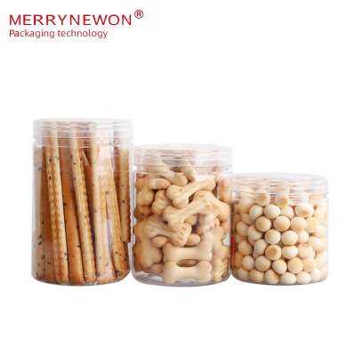 Hight Quality 300ml 400ml 500ml Airtight Stash Empty Round Cosmetics Cream Food Packaging Tin PET Transparent Food Grade Jar