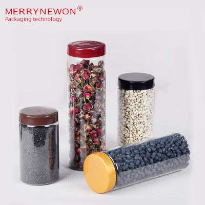 Different Sizes Round Empty Transparent Plastic PET Cosmetic Food jam Jars With Clear Lids