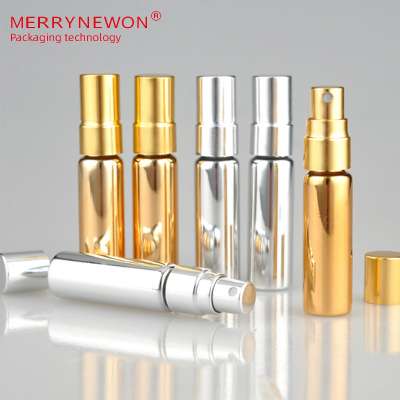 Custom Design 5ml Luxury Portable Mini Aluminum Travel Perfume Atomizer Self-pumped Refillable Bottles Glass Spray Bottle