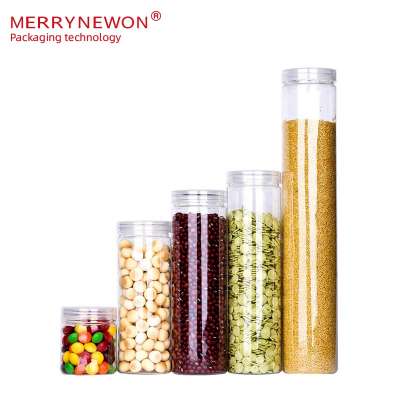 Large Stock Different Sizes Cheap Jars Plastic PET Candy Jar Container With Lid For Dried Fruit Cosmetics Kitchen Food Storage