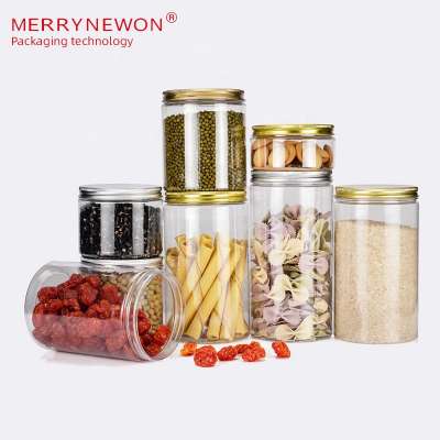 Various Size Cosmetic Food Spice Plastic Tin Empty PET Cream Jar With Aluminum Cap